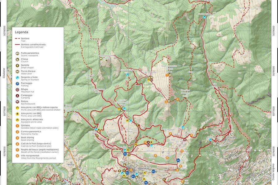 Bossico et la carte des sentiers