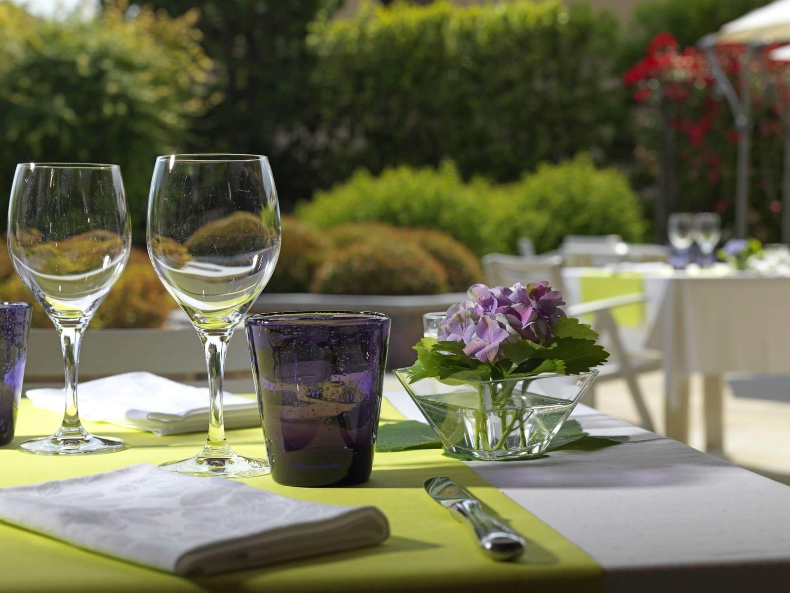 Table set on the summer terrace